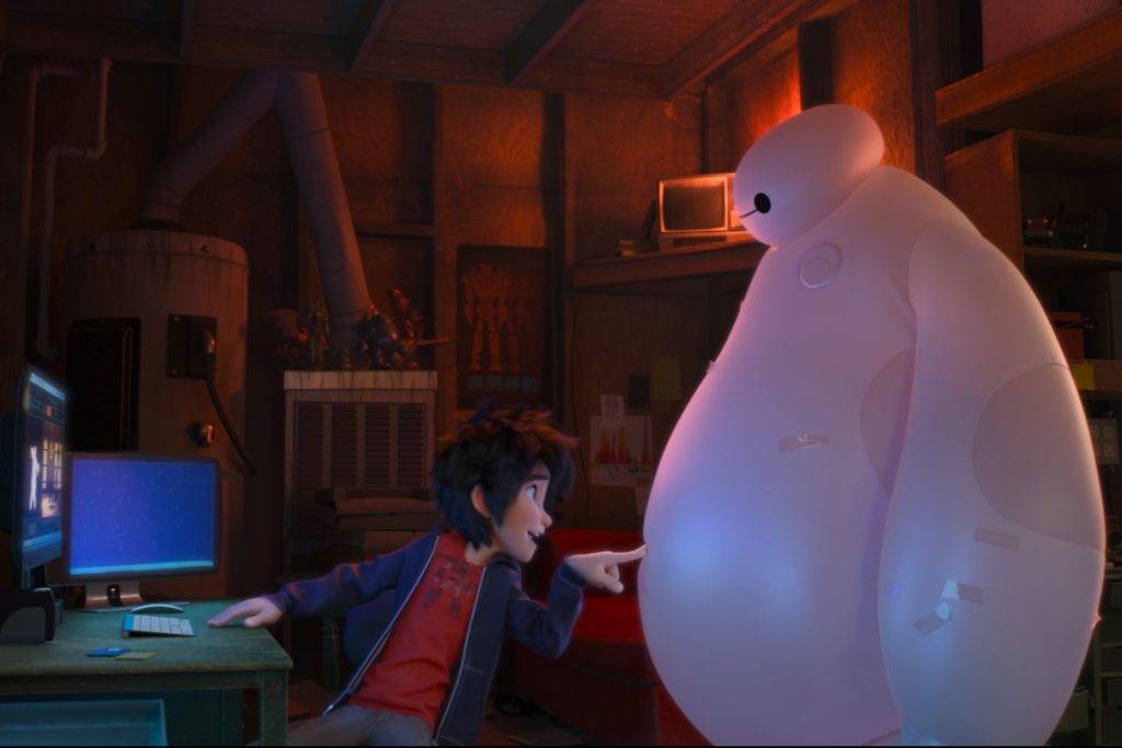 "BIG HERO 6" Pictured (L-R): Hiro and Baymax in a scene from the animated film "BIG HERO 6." HANDOUT CREDIT: Disney ©2014 Disney. All Rights Reserved. [Via MerlinFTP Drop]