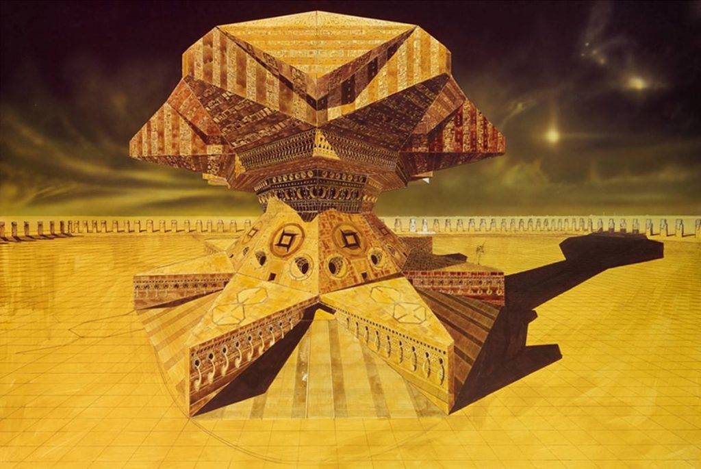 Дворец на Арракисе в представлении Криса Фосса. Прямо-таки неземная геометрия по-лавкрафтовски