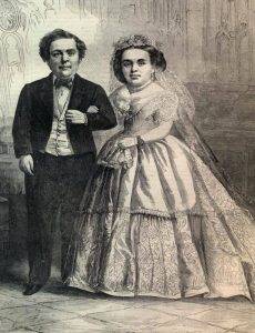 «Генерал Мальчик- с-Пальчик» и его супруга лилипутша Лавиния Уоррен.